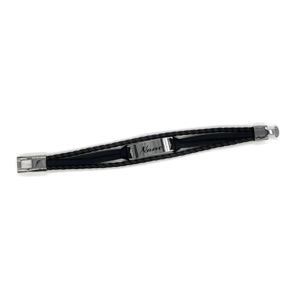 Mens bracelet with silver name plate . - Picture 3 of 4